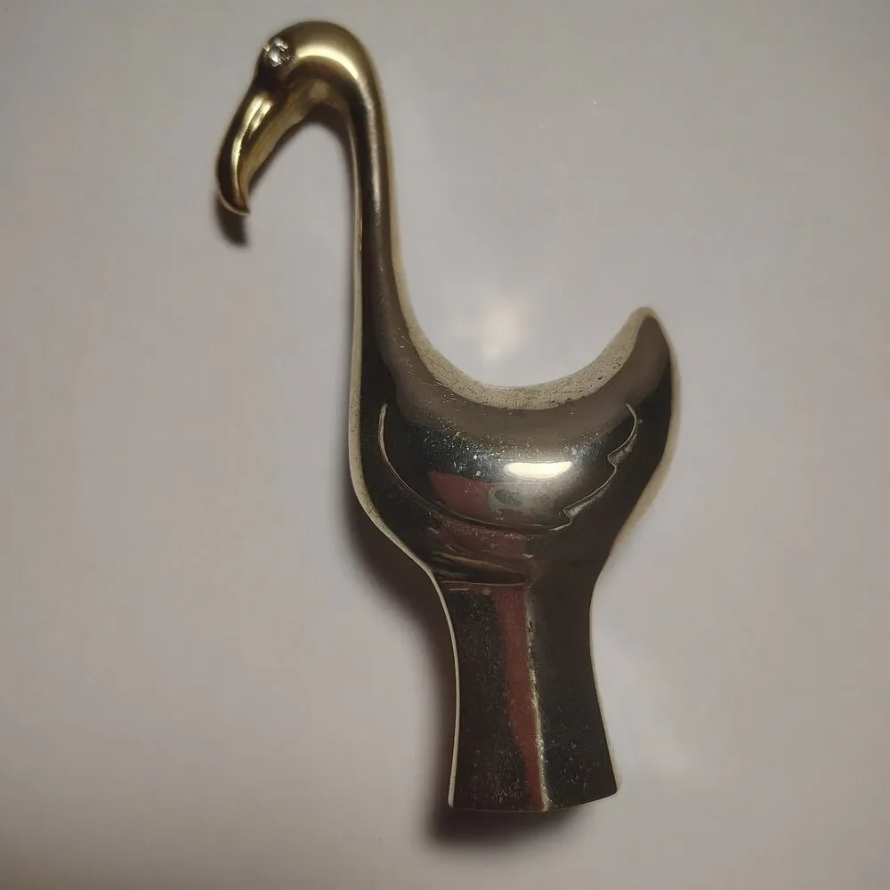 Vintage Chrome Swan Goose Finial Rhinestone Eye Mid Century Decorative Topper